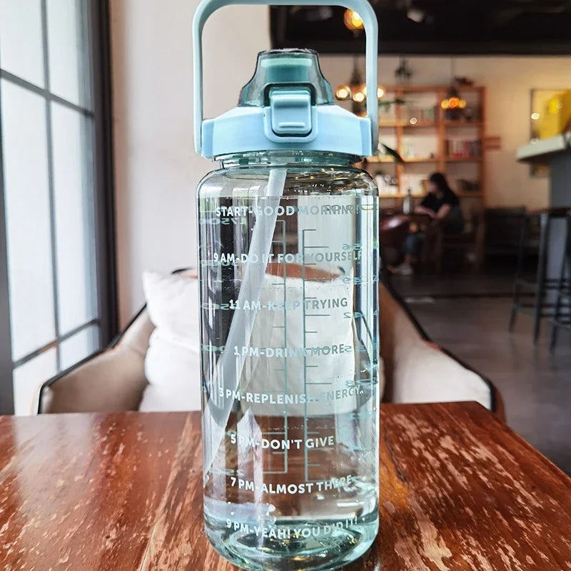 2L Large Capacity Water Bottle with Straw – Portable Sports & Travel Bottle