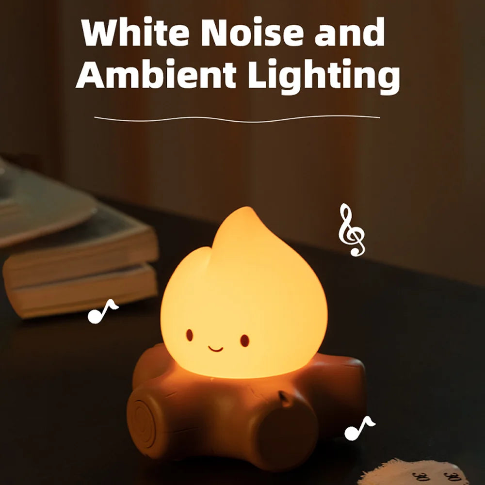 Campfire Night Light with White Noise – Cozy LED Atmosphere Lamp