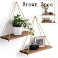 Boho Wooden Hanging Wall Shelf with Rope