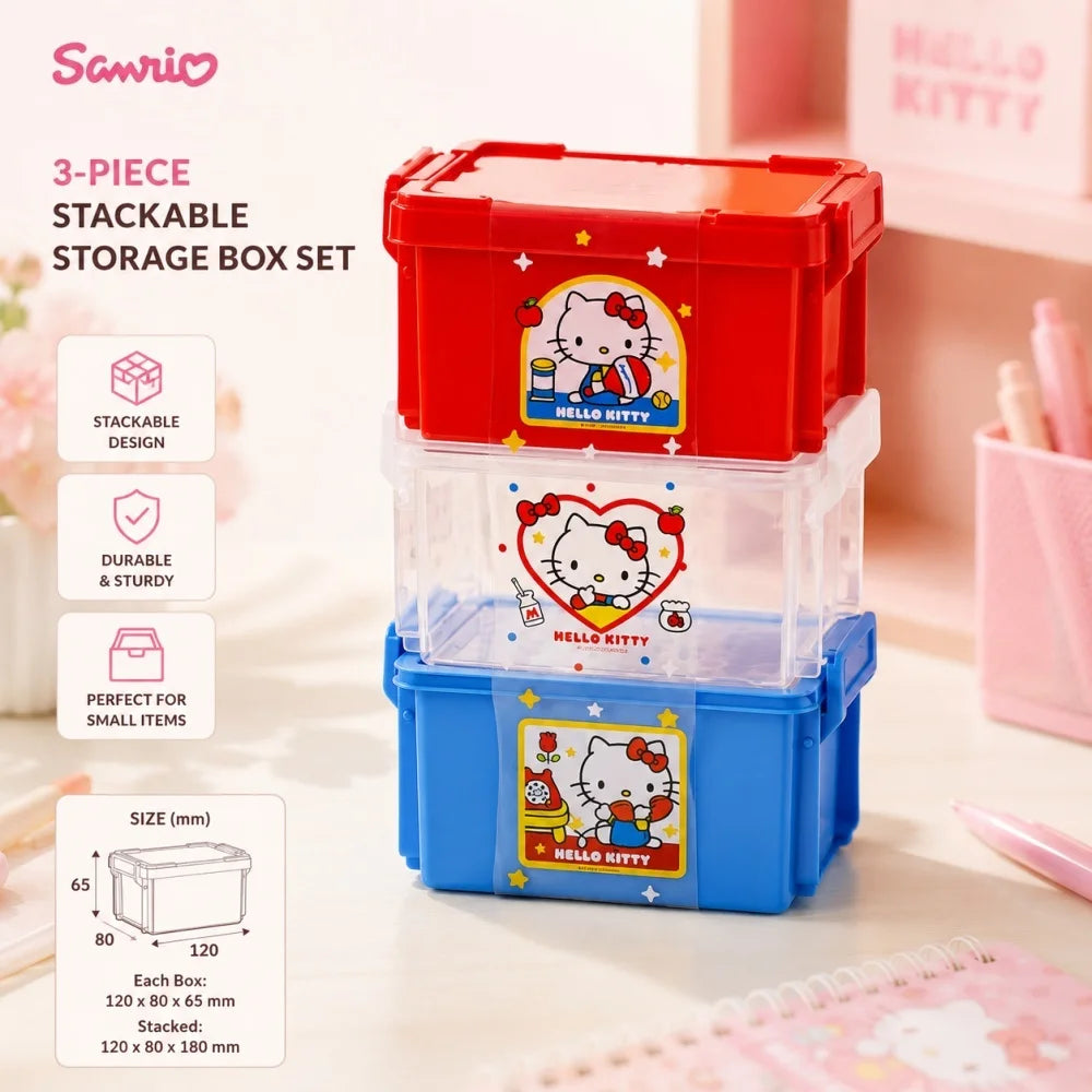 Genuine Sanrio Hello Kitty Stackable Storage Box Set