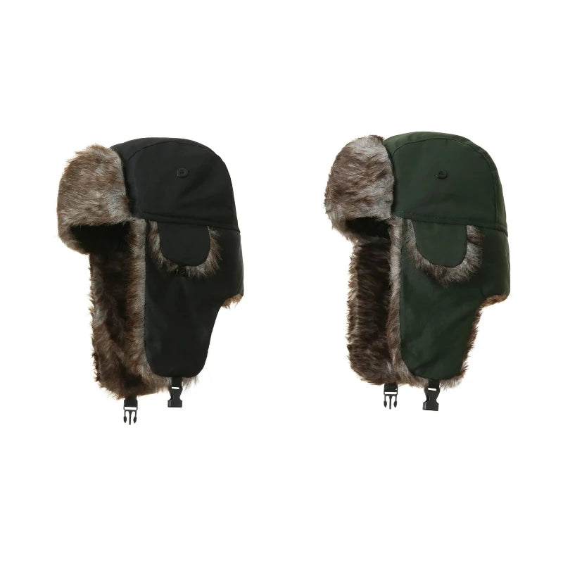 Men's Winter Faux Fur Ushanka Trapper Hat with Ear Flaps