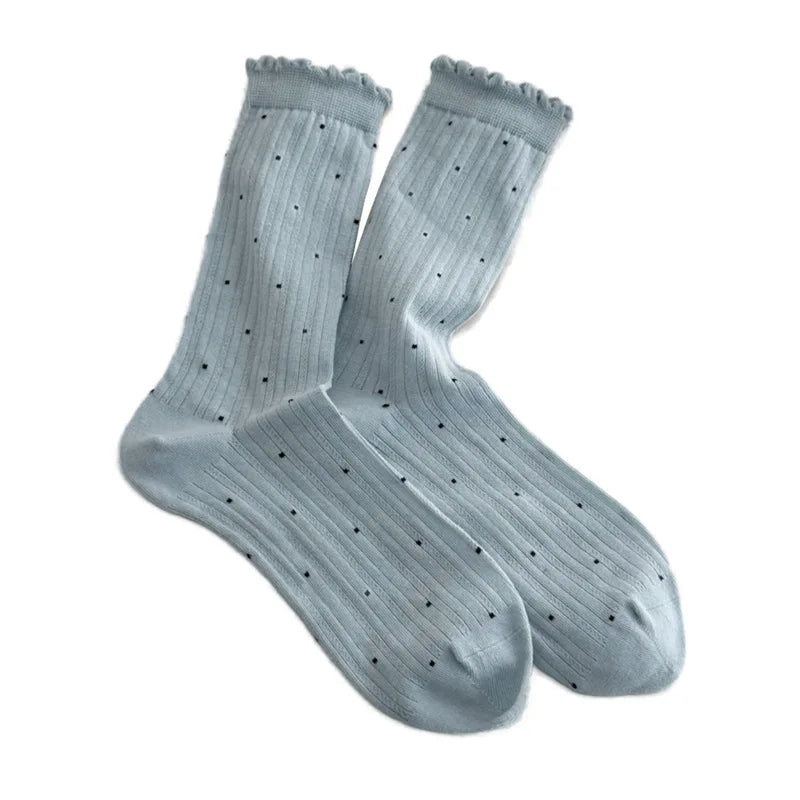 Women's Polka Dot Cotton Crew Socks – Soft Casual Everyday Socks
