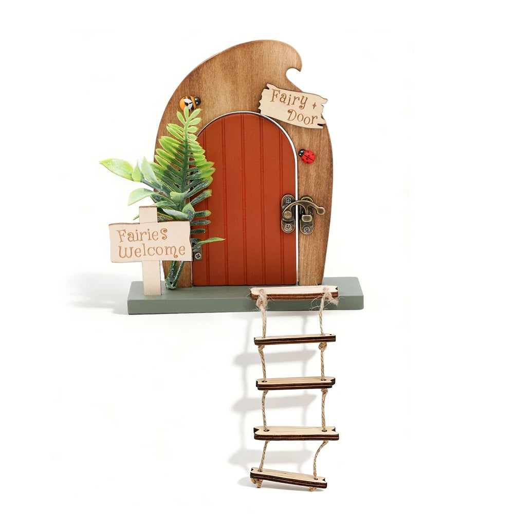 Mini Wooden Fairy Elf Door – Christmas Dollhouse Decoration