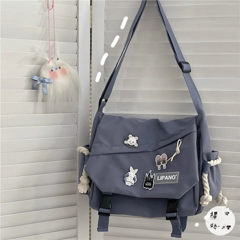 Korean Street Photography Shoulder Bag – Artistic Canvas Messenger Bag