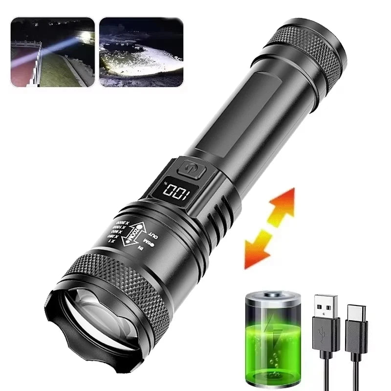 Portable Rechargeable Zoomable LED Flashlight with Pen Clip