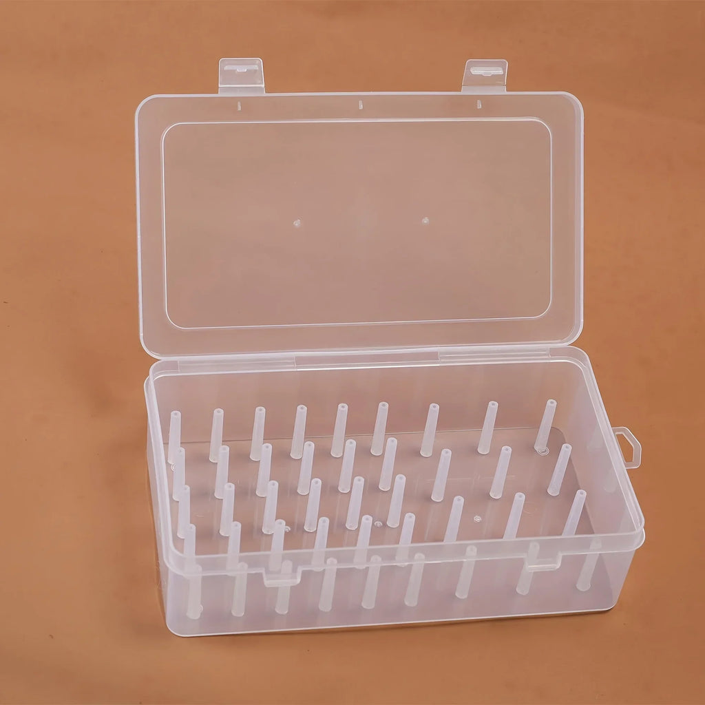 42-Slot Sewing Thread Storage Box – Clear Craft Organizer Case