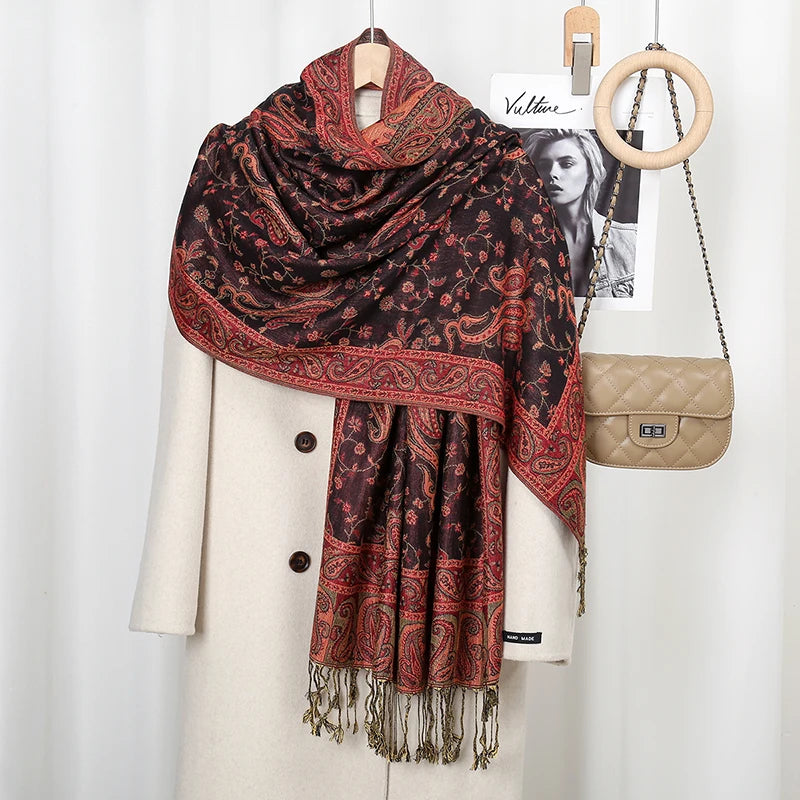 Women's Ethnic Paisley Pattern Large Scarf & Shawl