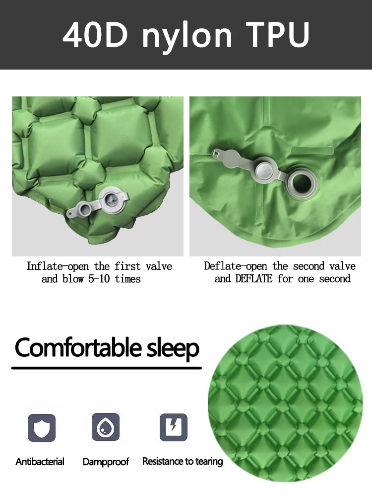 Inflatable Camping Sleeping Pad with Built-In Pump