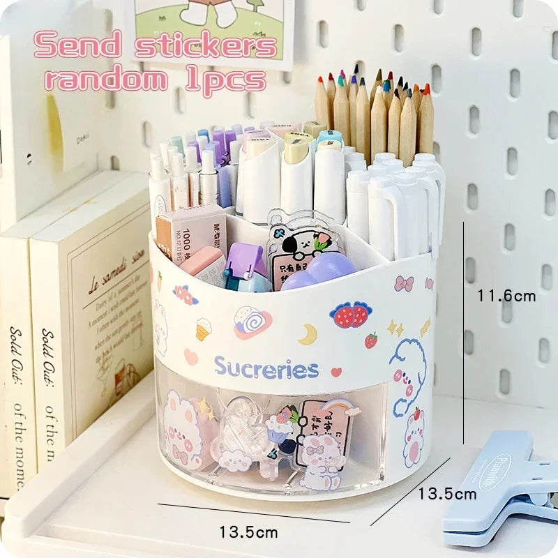 Rotating Pen Holder & Desktop Organizer – Cute Stationery Storage