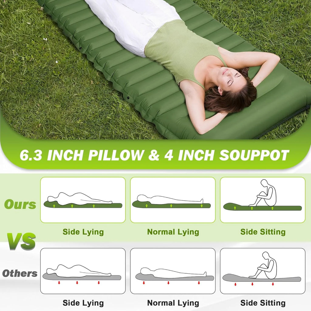 Extra Thick Inflatable Camping Sleeping Pad – Outdoor Air Mattress