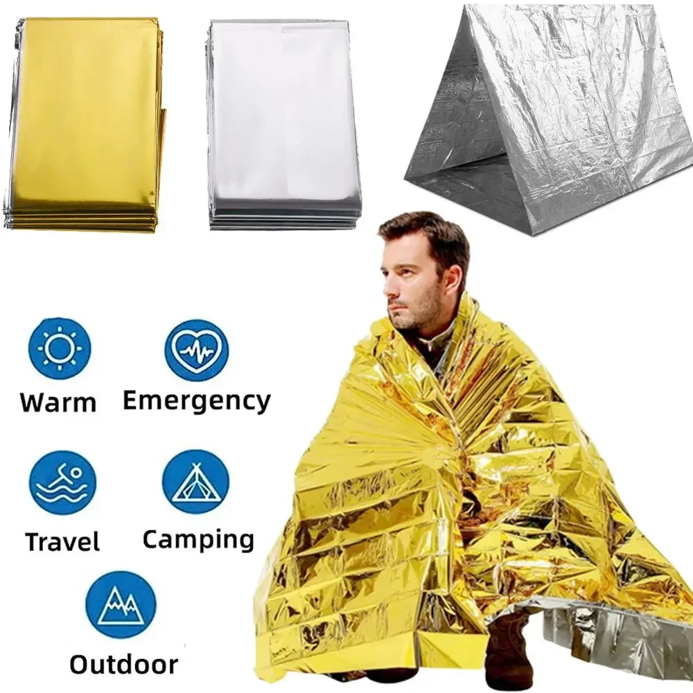 Emergency Thermal Poncho Blanket – Lightweight Foldable Outdoor Survival Cover