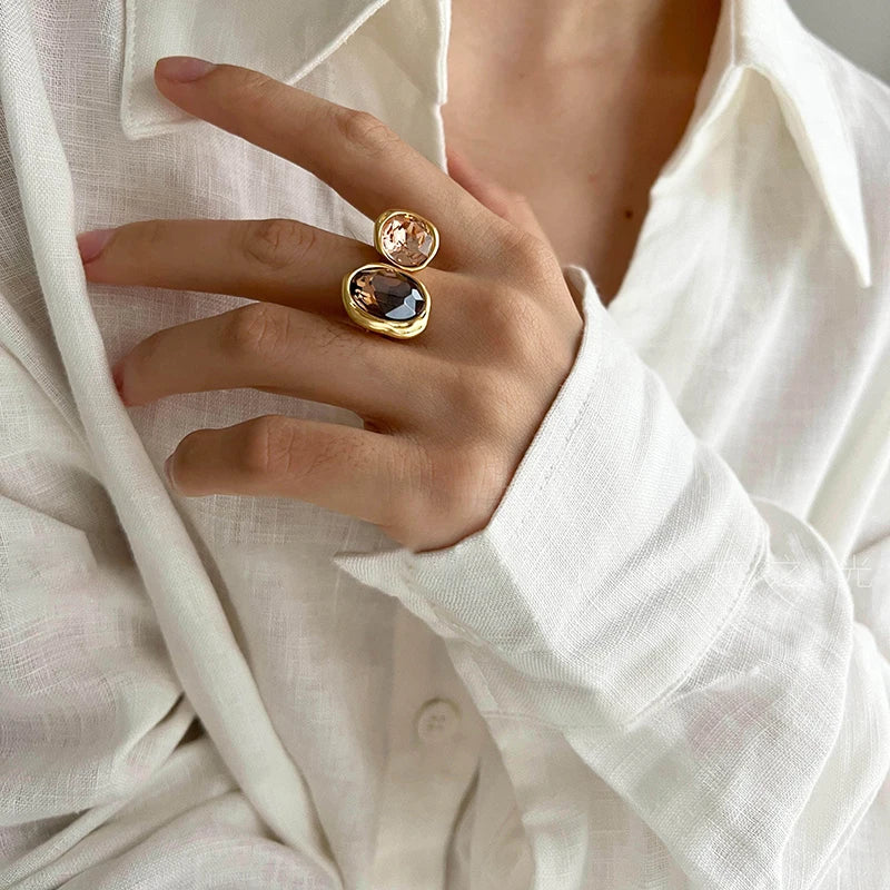 Women's Geometric Rhinestone Ring – Elegant Minimalist Fashion Jewelry