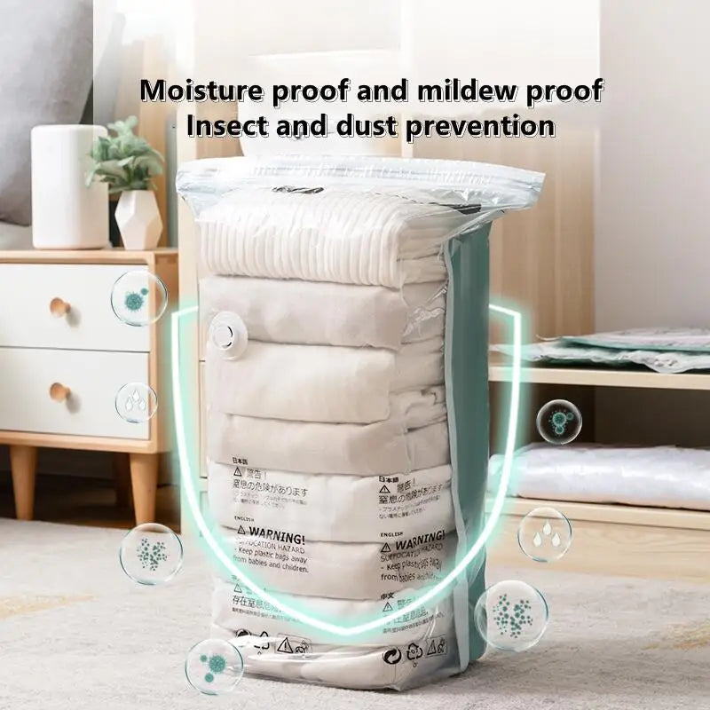No-Pump Vacuum Storage Bags – Space-Saving Clothes & Bedding Organizer