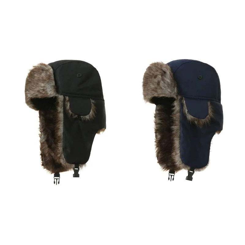 Men's Winter Faux Fur Ushanka Trapper Hat with Ear Flaps