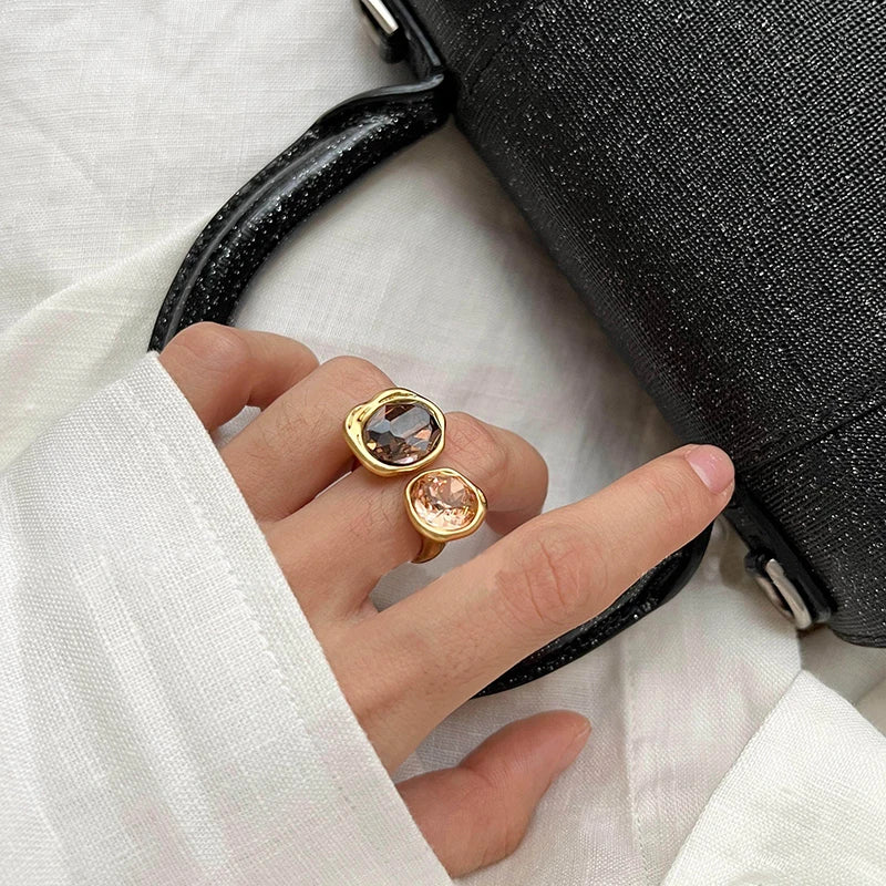 Women's Geometric Rhinestone Ring – Elegant Minimalist Fashion Jewelry