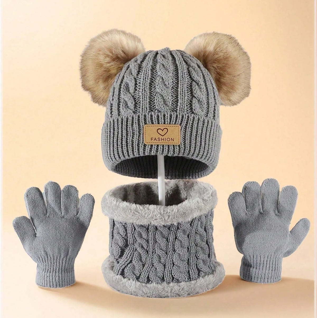 Kids Winter Knit Hat & Neck Warmer Set – Warm Cozy 2-Piece Set