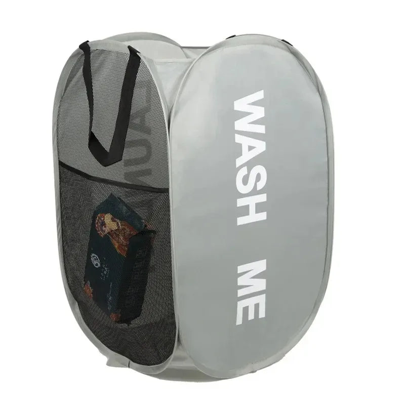 Foldable Mesh Pop-Up Laundry Basket – Lightweight Clothes Storage Hamper