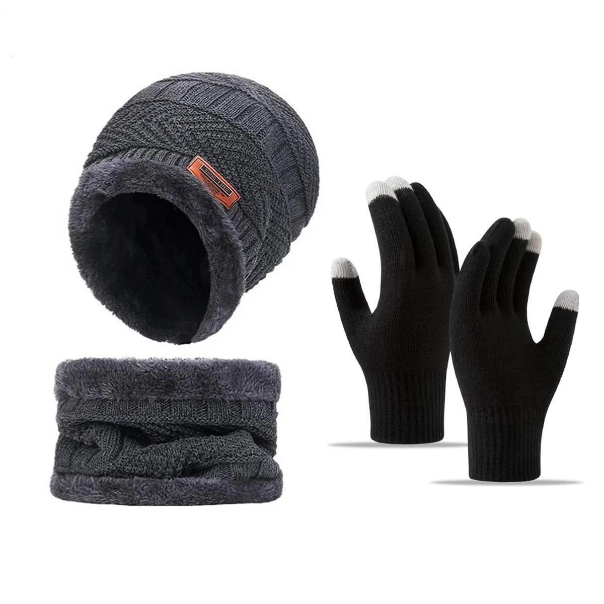Unisex 3-Piece Winter Hat, Neck Warmer & Gloves Set