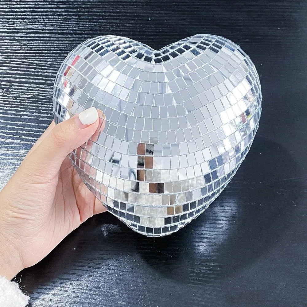 Heart-Shaped Mirror Disco Ball – Reflective Hanging Party Decor