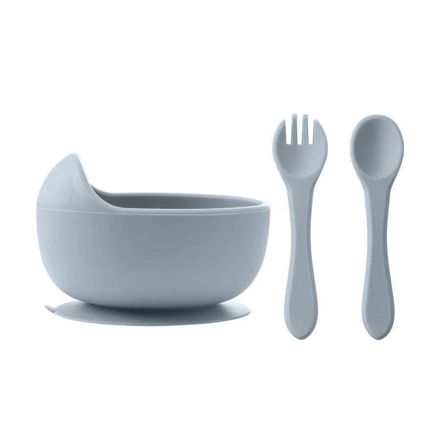 3-Piece Silicone Baby Feeding Set – Suction Bowl & Learning Tableware