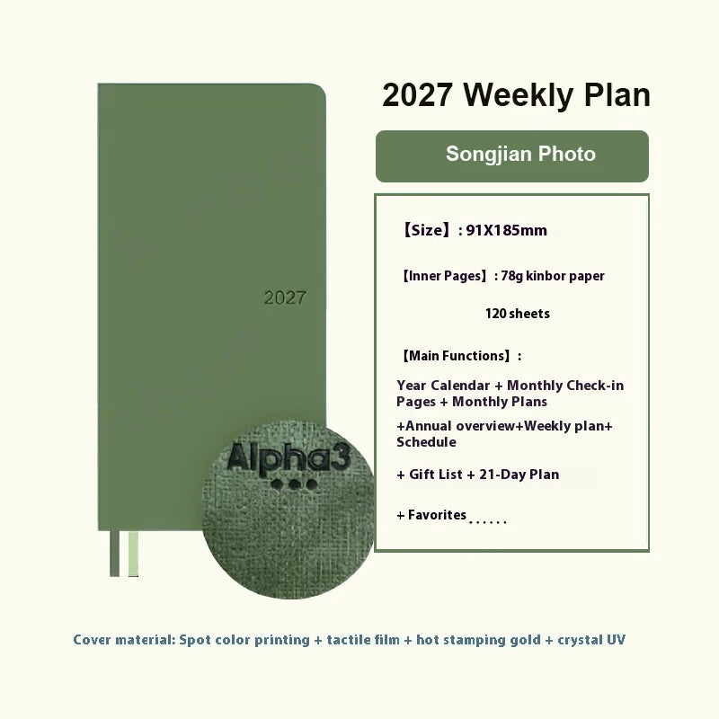 2027 Weekly Planner Notebook – Cute A5 Daily Agenda & Organizer