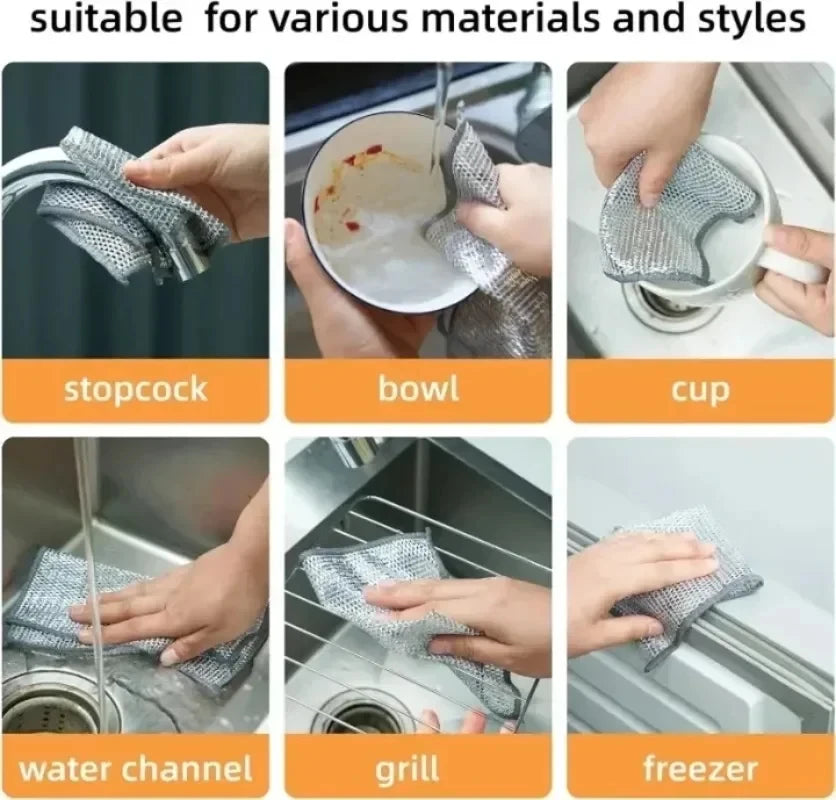 Steel Wire Cleaning Cloth – Reusable Kitchen Scrubbing Pads