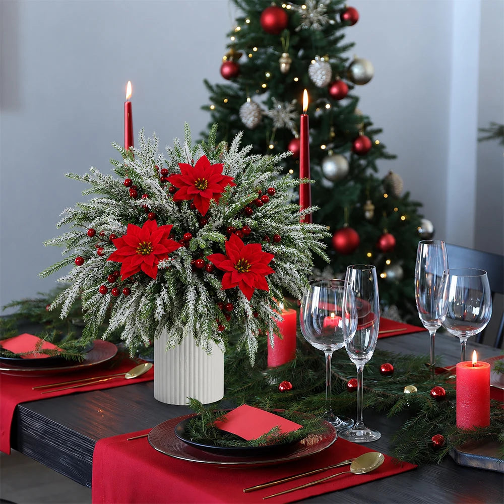 18PCS Artificial Pine Needles & Red Berry Christmas Decorations18PCS Artificial Pine Needles & Red Berry Christmas Decorations