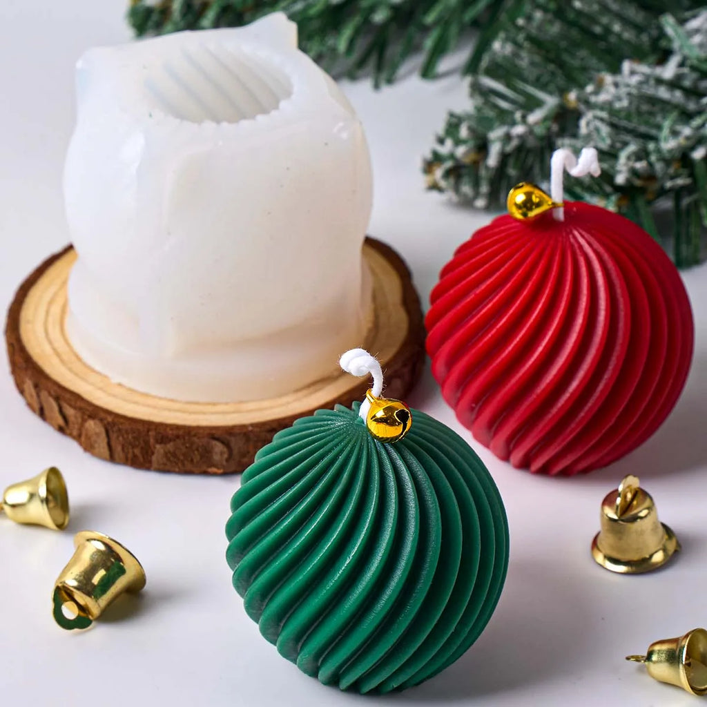 Christmas Decor3D Christmas Ball Silicone Candle Mold – DIY Holiday Candle Making