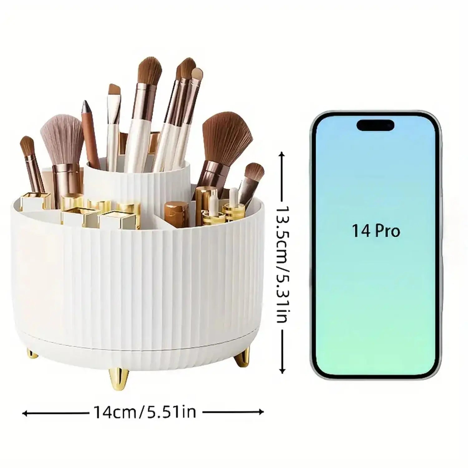 360° Rotating Makeup Organizer with Storage Compartments