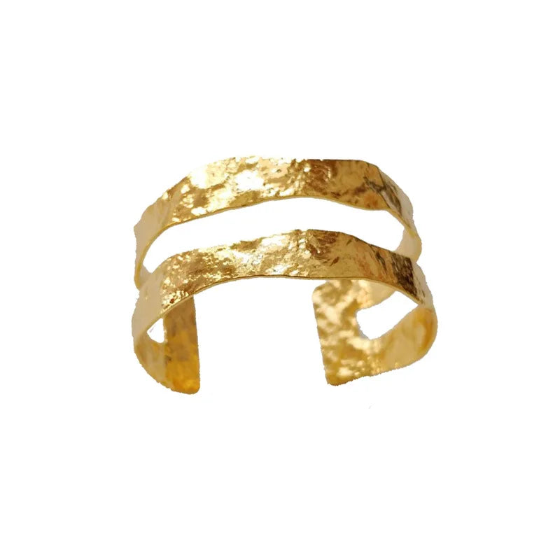 Women's Irregular Hammered Metal Cuff Bracelet
