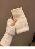 Women's Soft Knit Fingerless Gloves – Warm Winter Half Finger Gloves