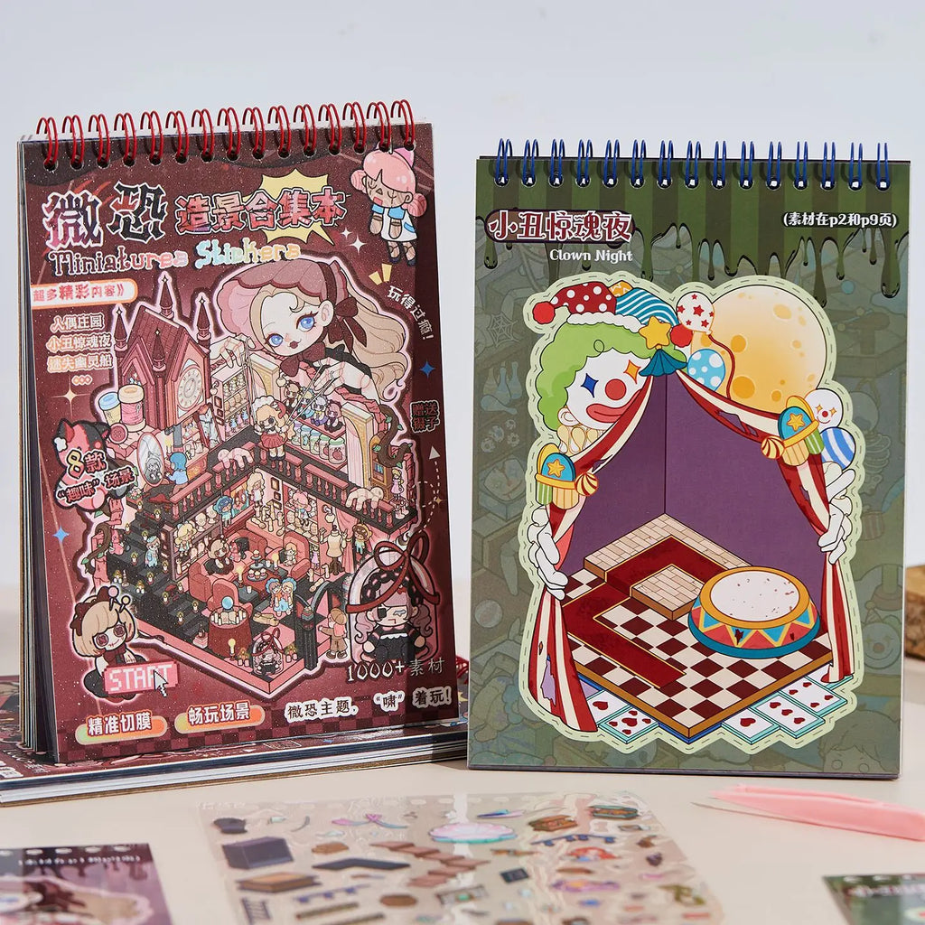 Kawaii 3D Puppet Manor Sticker Book – DIY Miniature Scene Decor