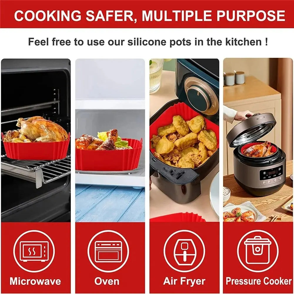 Reusable Silicone Air Fryer Liner – Nonstick Oven Basket Insert