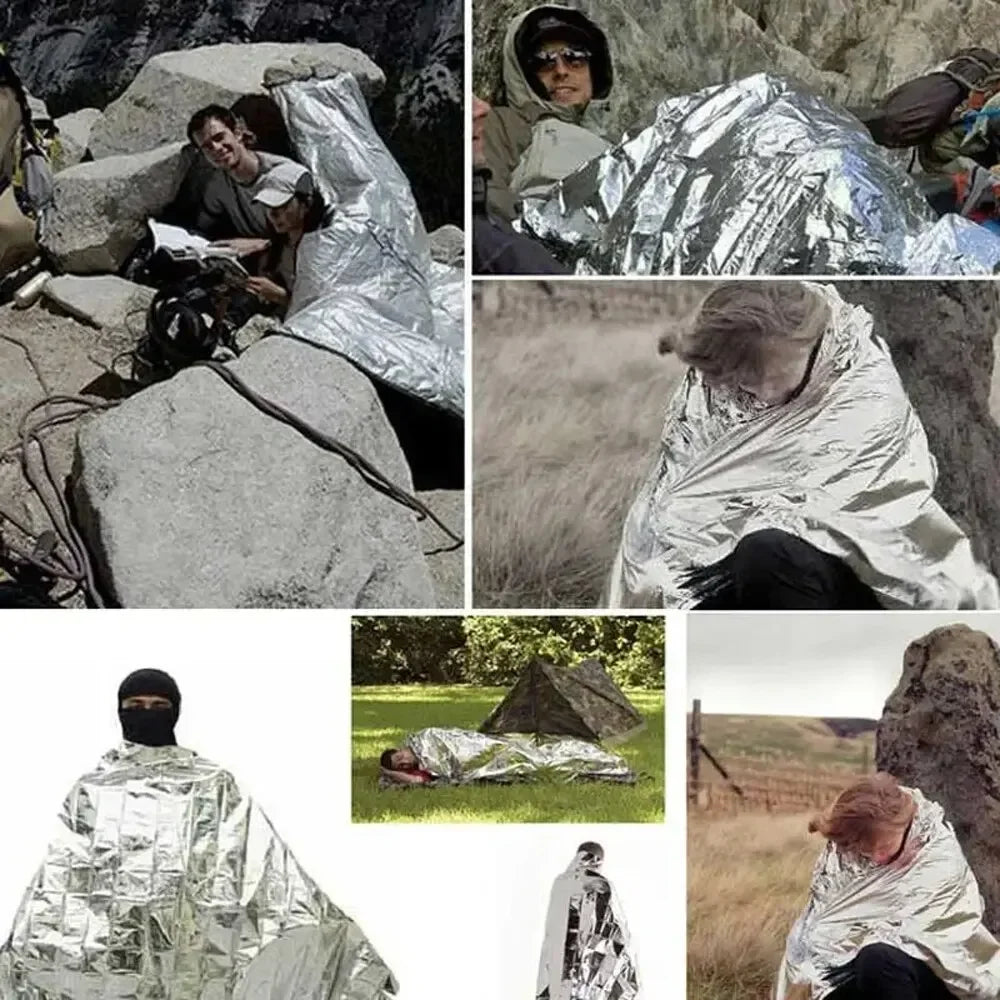 Emergency Thermal Poncho Blanket – Lightweight Foldable Outdoor Survival Cover