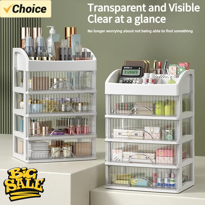 Multi-Layer Drawer Makeup Organizer with Transparent Storage