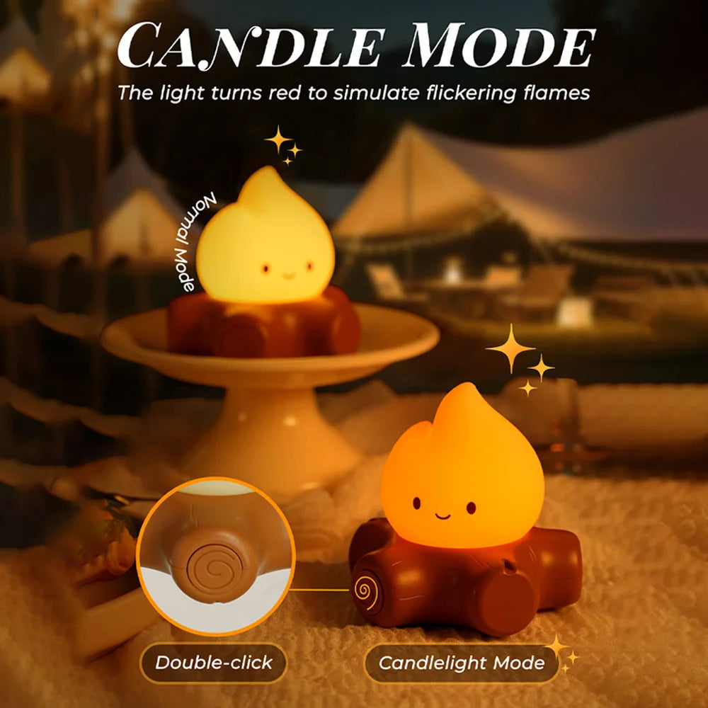 Campfire Night Light with White Noise – Cozy LED Atmosphere Lamp