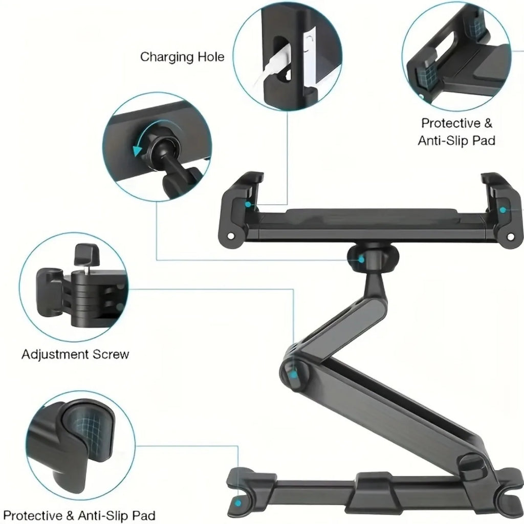 Car Headrest Tablet Holder – Adjustable Back Seat Mount