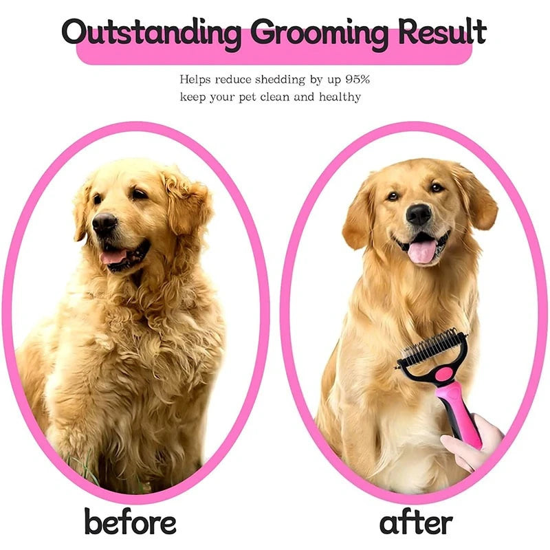 Self-Cleaning Pet Deshedding Brush for Dogs and Cats