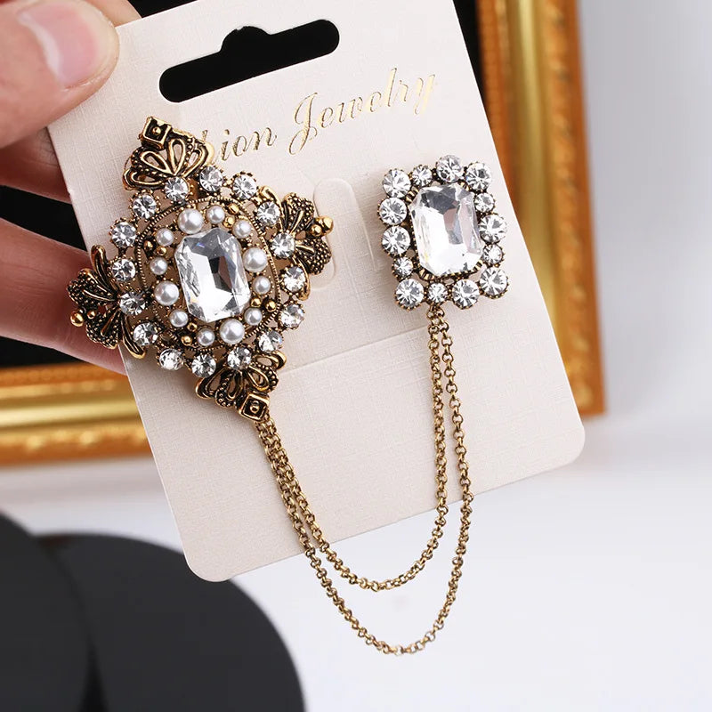 Women's Elegant Tassel Brooch with Pearl-Style Accents