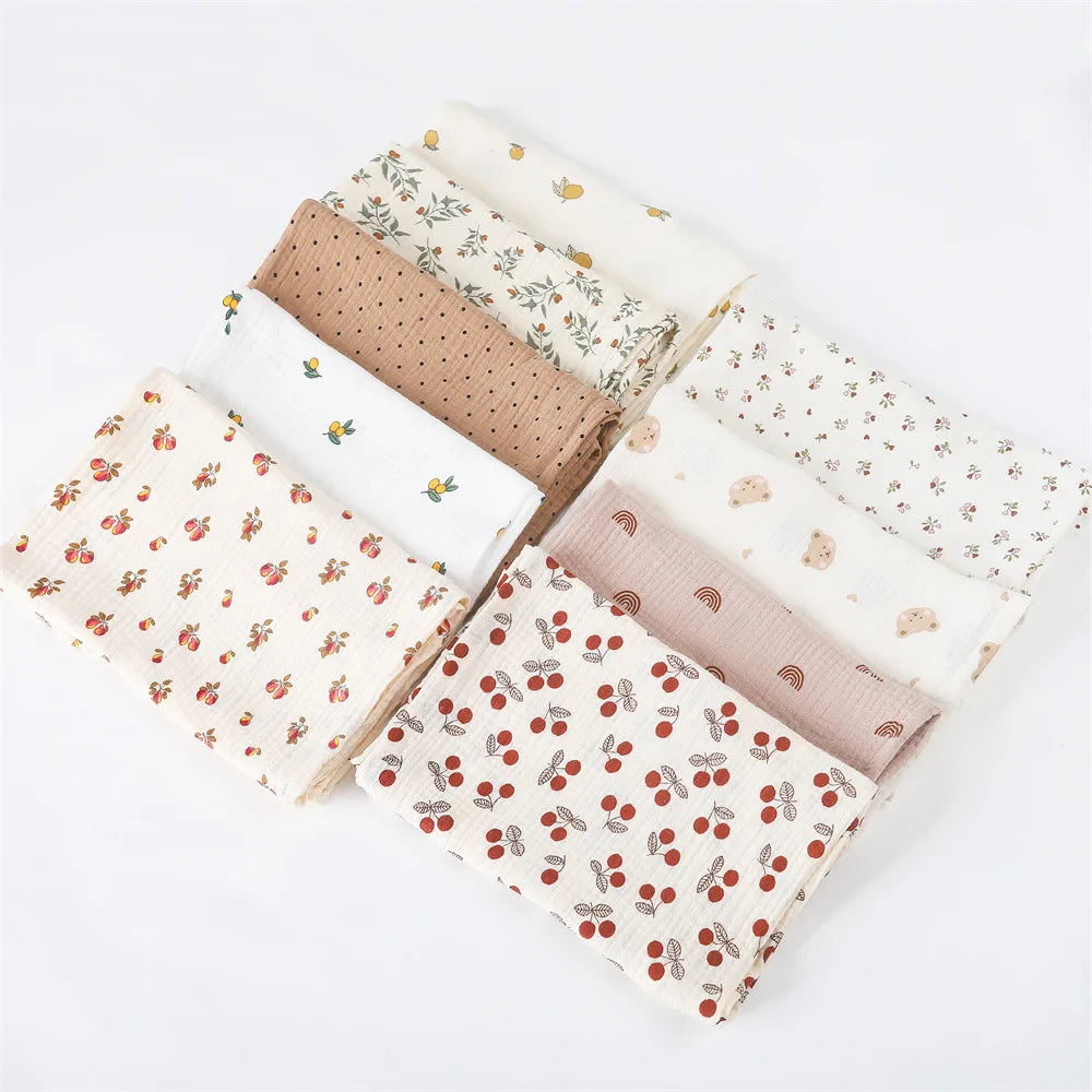 Cotton Muslin Baby Swaddle Blanket – Soft Floral Print Receiving Wrap