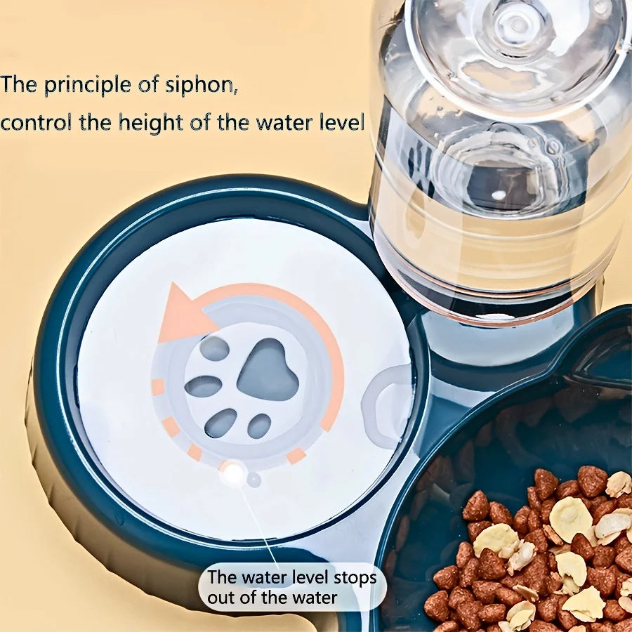3-in-1 Pet Food and Water Bowl Set with Automatic Water Dispenser