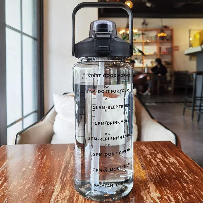 2L Large Capacity Water Bottle with Straw – Portable Sports & Travel Bottle