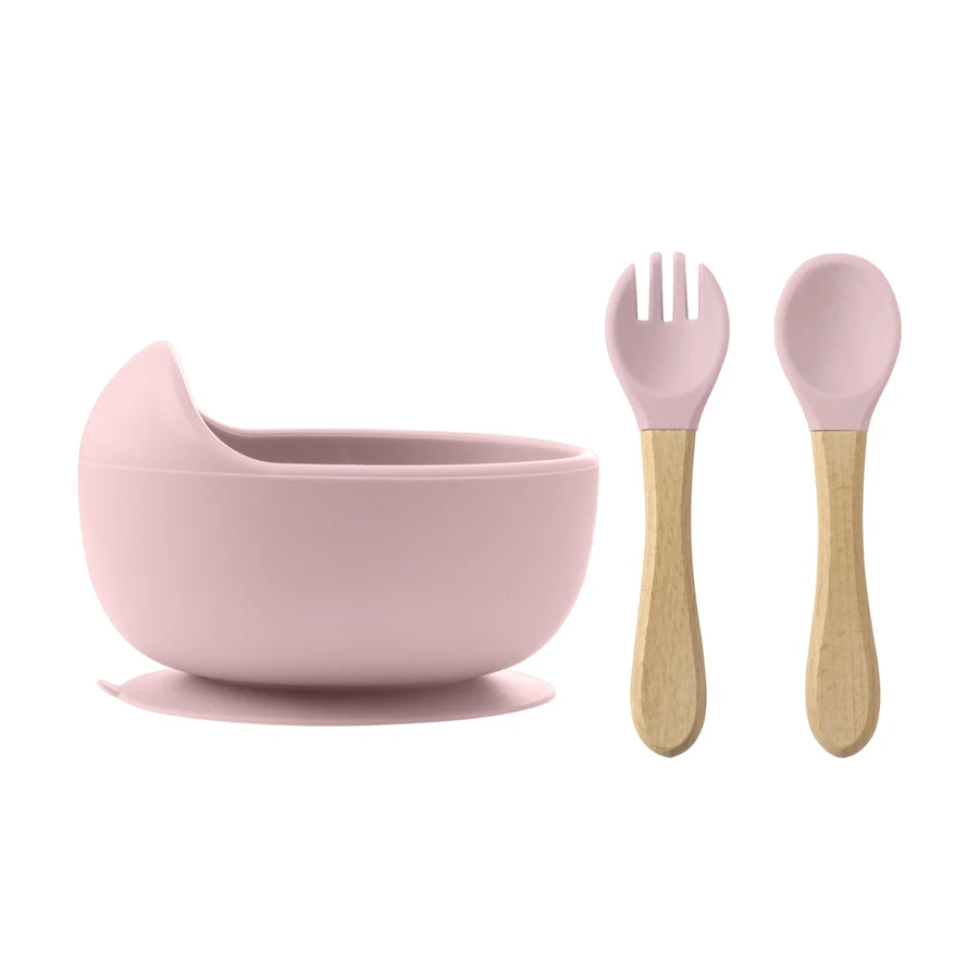 3-Piece Silicone Baby Feeding Set – Suction Bowl & Learning Tableware