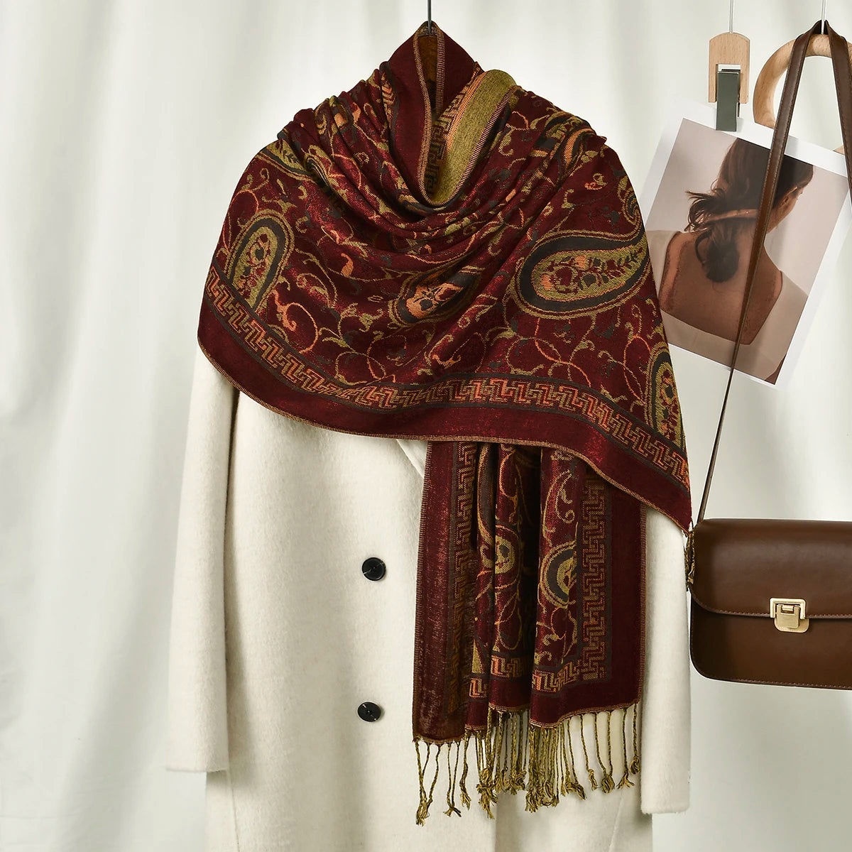 Women's Ethnic Paisley Pattern Large Scarf & Shawl