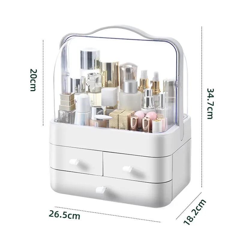 Dust-Proof Makeup Organizer with 3 Drawers
