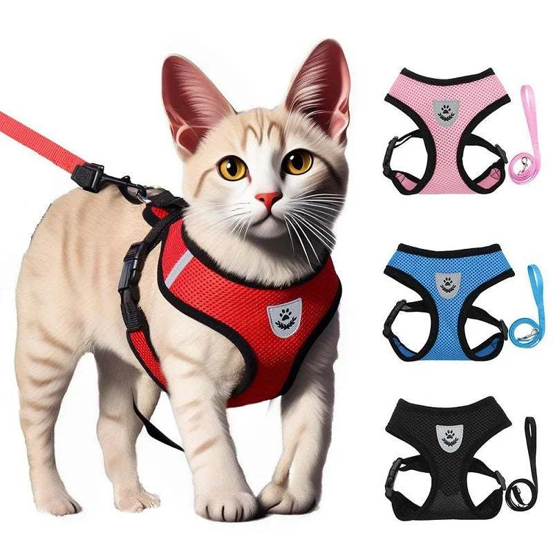 Adjustable Cat Harness and Leash Set