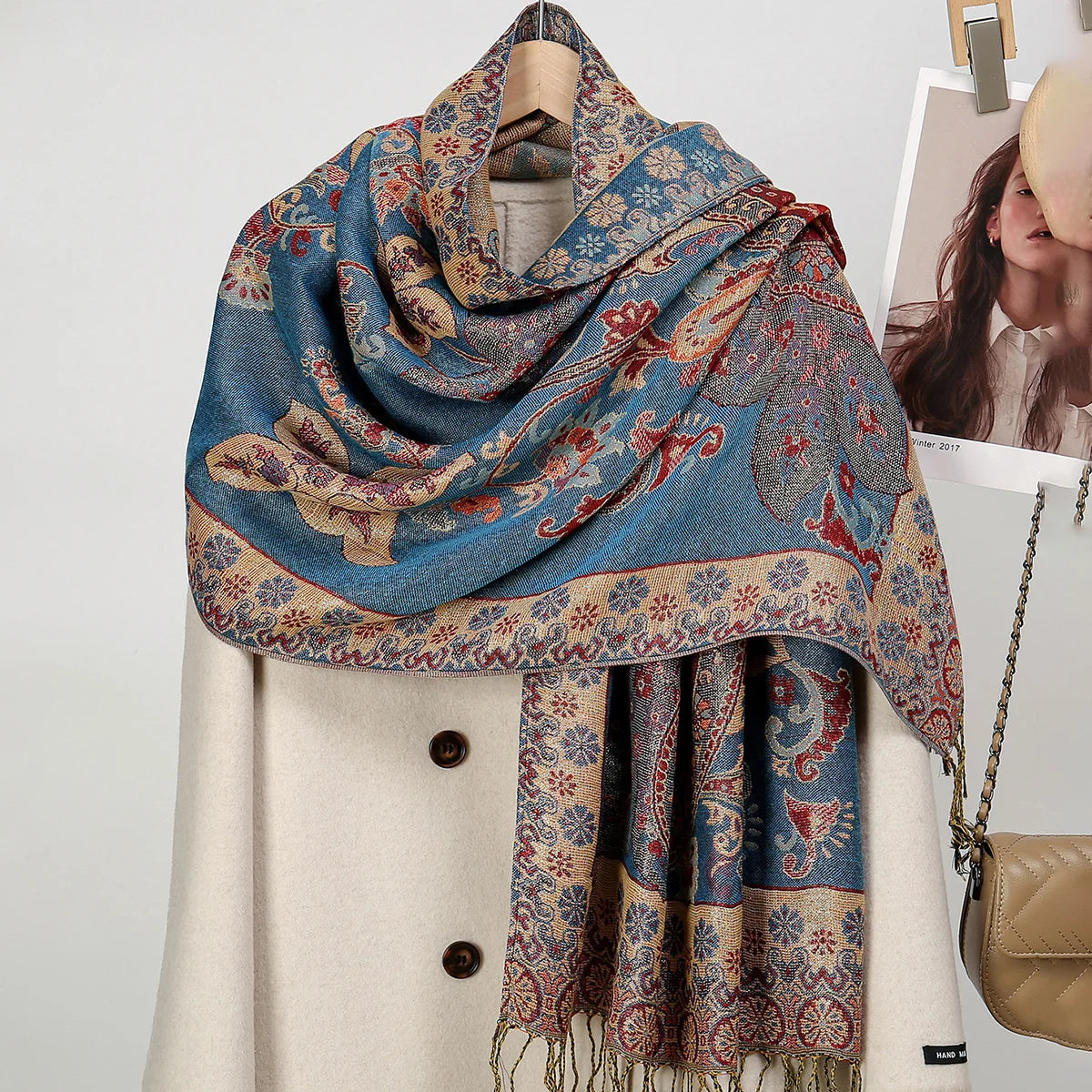 Women's Ethnic Paisley Pattern Large Scarf & Shawl