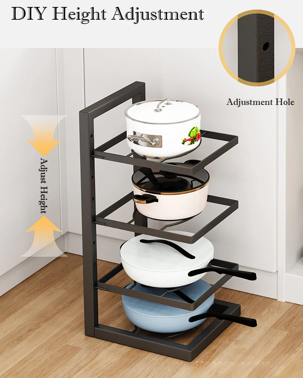 Adjustable Stainless Steel Pot & Pan Organizer Rack