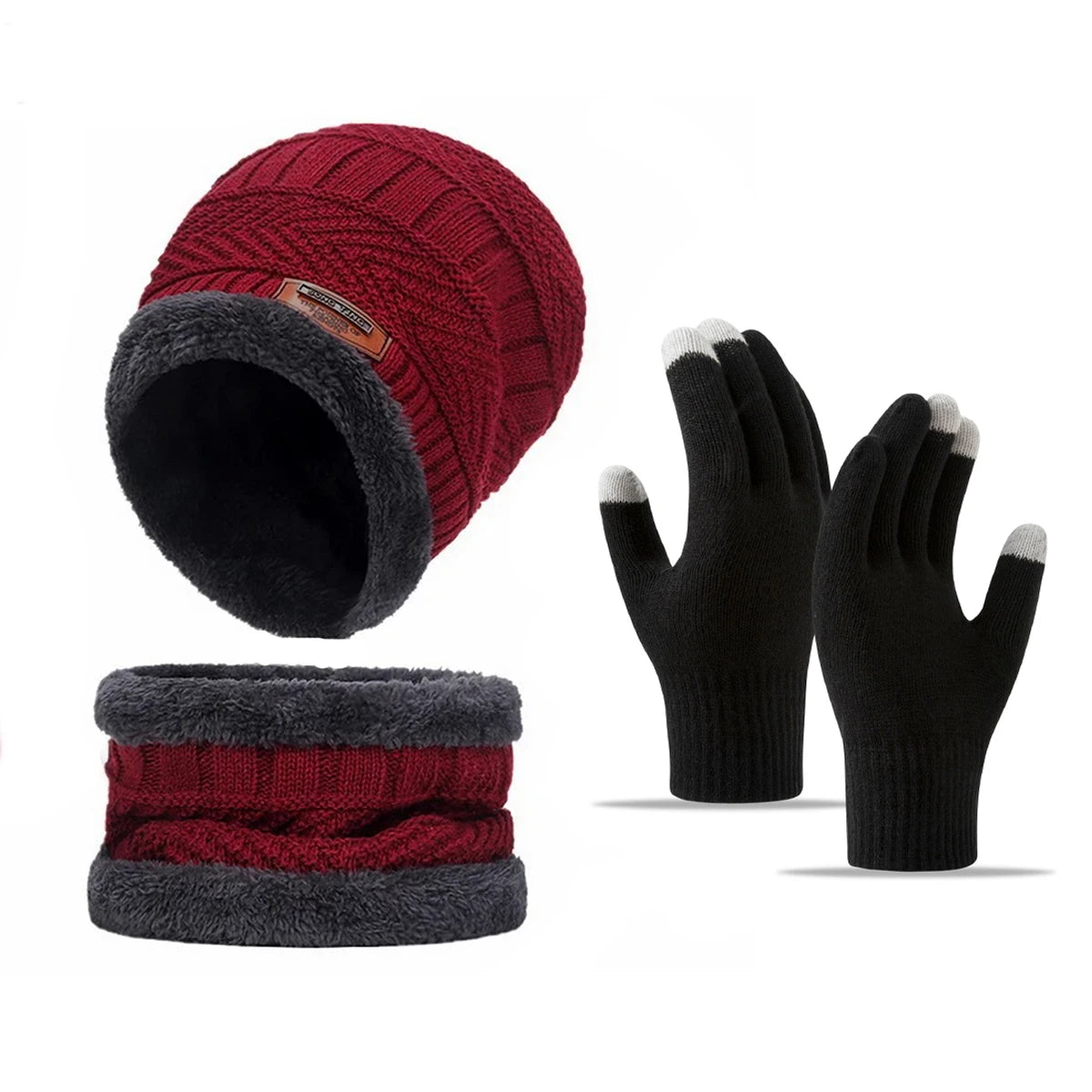 Unisex 3-Piece Winter Hat, Neck Warmer & Gloves Set
