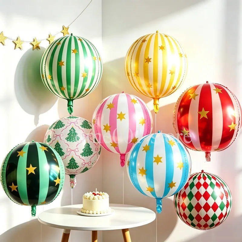 Christmas Round & Star Foil Balloons – Holiday Party Decorations